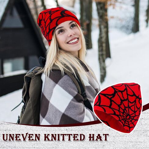 URSKYTOUS العنكبوت محبوك بيني قبعة الشتاء للنساء الرجال لطيف سميكة القوطية العصرية خفيفة الوزن القبعات Y2k في الهواء الطلق أغطية الرأس in Kuwait