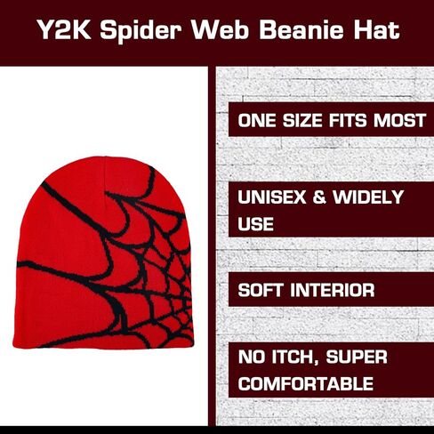 URSKYTOUS العنكبوت محبوك بيني قبعة الشتاء للنساء الرجال لطيف سميكة القوطية العصرية خفيفة الوزن القبعات Y2k في الهواء الطلق أغطية الرأس in Kuwait