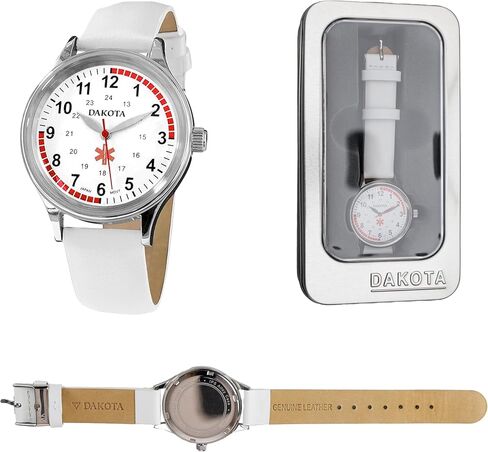 ساعة داكوتا النسائية ممرضة 36 ملم بمينا عسكري مقاومة للماء مع حزام جلدي. ساعة للممرضات، الدعك، الساعة الطبية، ساعة EMT in Kuwait