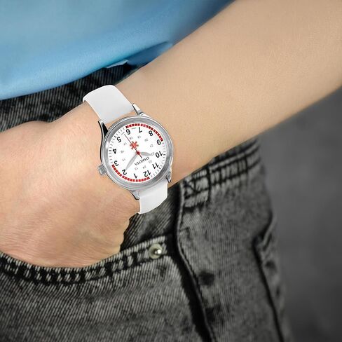 ساعة داكوتا النسائية ممرضة 36 ملم بمينا عسكري مقاومة للماء مع حزام جلدي. ساعة للممرضات، الدعك، الساعة الطبية، ساعة EMT in Kuwait