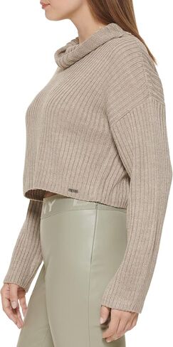 DKNY Women's Turtleneck All-Day Comfort Cropped Sportswear Sweater in Saudi Arabia