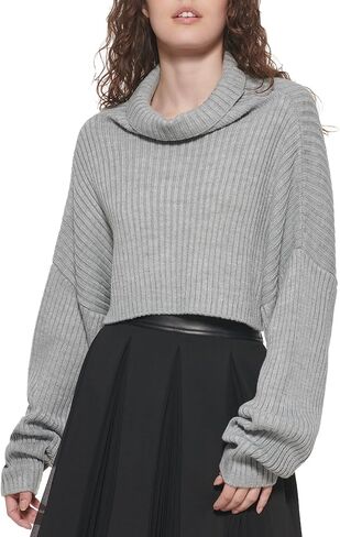 DKNY Women's Turtleneck All-Day Comfort Cropped Sportswear Sweater in Saudi Arabia
