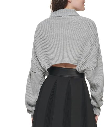DKNY Women's Turtleneck All-Day Comfort Cropped Sportswear Sweater in Saudi Arabia