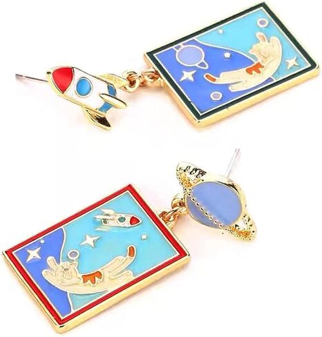 ANDPAI Unique Handmade Charm Enamel Planet Cat Star Dangle Drop Stud Earrings for Women Girls Statement Hypoallergenic Jewelry Gifts in Saudi Arabia
