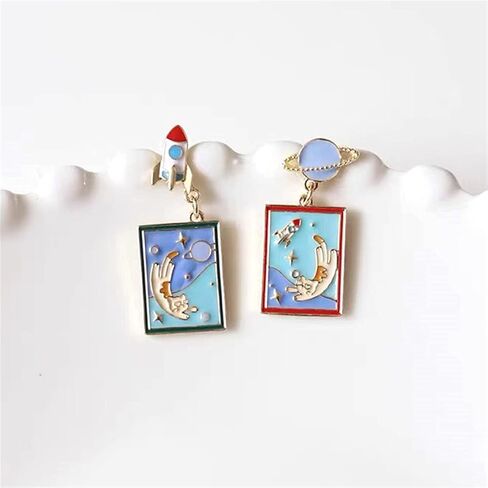 ANDPAI Unique Handmade Charm Enamel Planet Cat Star Dangle Drop Stud Earrings for Women Girls Statement Hypoallergenic Jewelry Gifts in Saudi Arabia