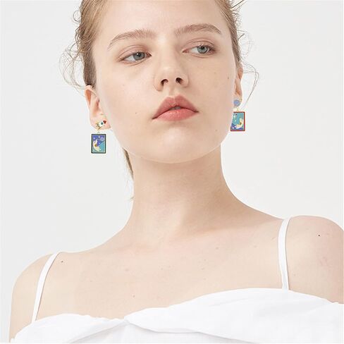 ANDPAI Unique Handmade Charm Enamel Planet Cat Star Dangle Drop Stud Earrings for Women Girls Statement Hypoallergenic Jewelry Gifts in Saudi Arabia