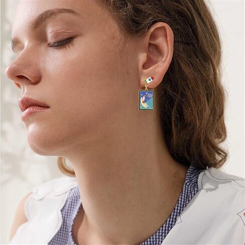 ANDPAI Unique Handmade Charm Enamel Planet Cat Star Dangle Drop Stud Earrings for Women Girls Statement Hypoallergenic Jewelry Gifts in Saudi Arabia