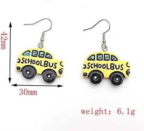 Cute Yellow School Bus Drop Dangle Earrings Resin Funny Cartoon Car Creative for Teachers Students Jewelry in Saudi Arabia