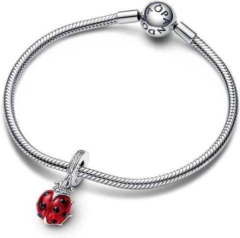 Pandora Red Ladybug Dangle Charm - Compatible Moments Bracelets - Jewelry for Women - Gift for Women in Your Life - Made with Sterling Silver & Enamel, With Gift Box in Saudi Arabia