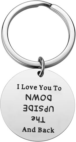 سلسلة مفاتيح بعبارة I Love You to The Upside Down and Back هدية مستوحاة من الاصدقاء للازواج المقربين المفضلين، لون فضي، مقاس M, فضي in Kuwait