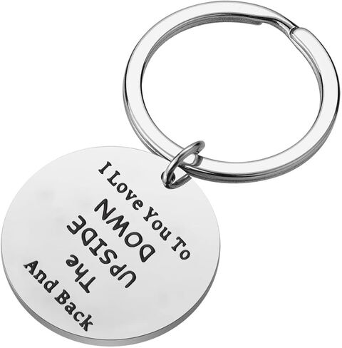 سلسلة مفاتيح بعبارة I Love You to The Upside Down and Back هدية مستوحاة من الاصدقاء للازواج المقربين المفضلين، لون فضي، مقاس M, فضي in Kuwait