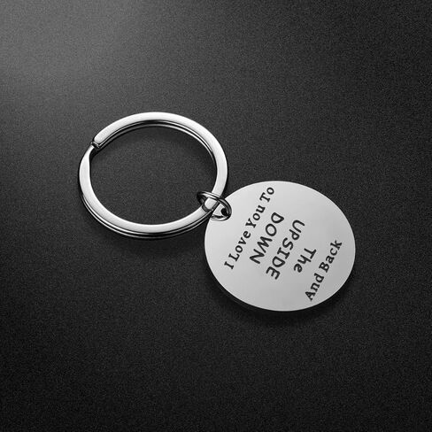 سلسلة مفاتيح بعبارة I Love You to The Upside Down and Back هدية مستوحاة من الاصدقاء للازواج المقربين المفضلين، لون فضي، مقاس M, فضي in Kuwait