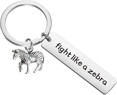 PLITI Cancer Fighter Keychain Fight Like A Zebra Keyring Breast Cancer Survivor Gift with Hope Charm in Kuwait