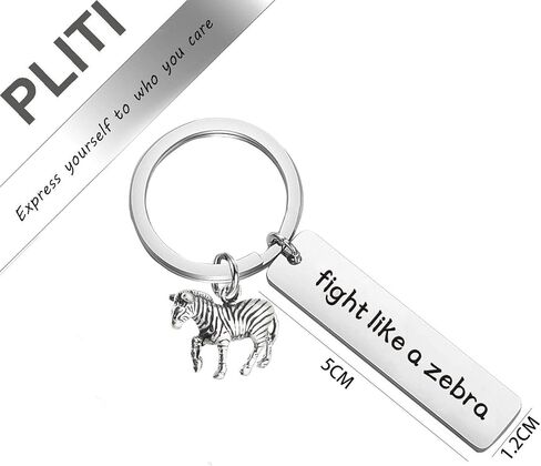 PLITI Cancer Fighter Keychain Fight Like A Zebra Keyring Breast Cancer Survivor Gift with Hope Charm in Kuwait