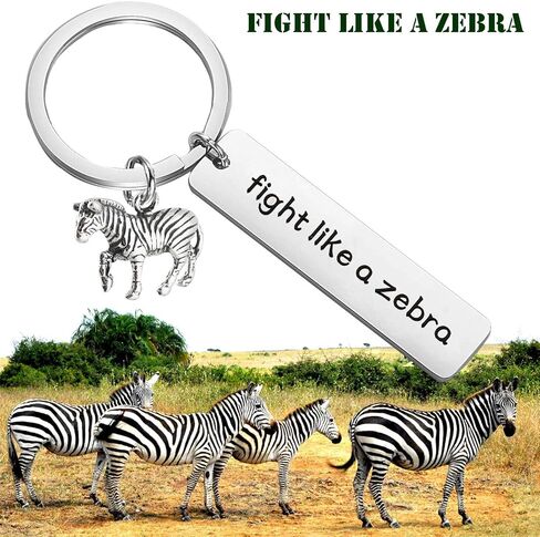 PLITI Cancer Fighter Keychain Fight Like A Zebra Keyring Breast Cancer Survivor Gift with Hope Charm in Kuwait
