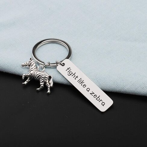 PLITI Cancer Fighter Keychain Fight Like A Zebra Keyring Breast Cancer Survivor Gift with Hope Charm in Kuwait