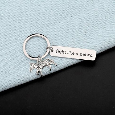 PLITI Cancer Fighter Keychain Fight Like A Zebra Keyring Breast Cancer Survivor Gift with Hope Charm in Kuwait