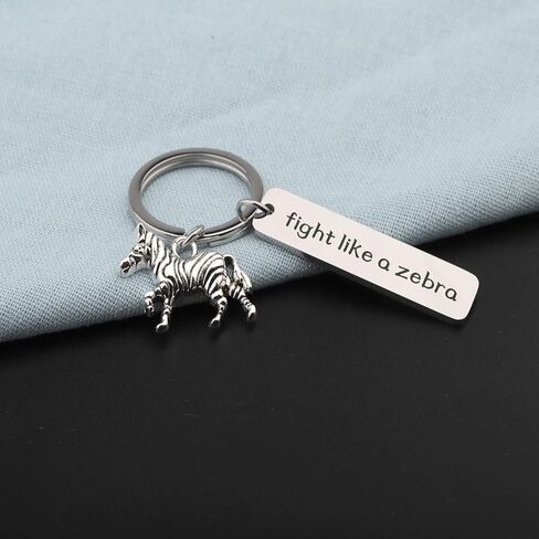 PLITI Cancer Fighter Keychain Fight Like A Zebra Keyring Breast Cancer Survivor Gift with Hope Charm in Kuwait