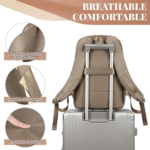 BAIGIO Laptop Backpack for Women Travel Backpack Black Computer Bags with 15.6 Inch Laptop Compartment Water-resistant Women Backpack for Work with USB Charging Port in Kuwait