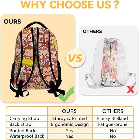 Monkey Backpack for Girls Boys, 16" Cute School Bookbag, Cartoon Large Capacity Laptop Bag for Kids Students in Saudi Arabia