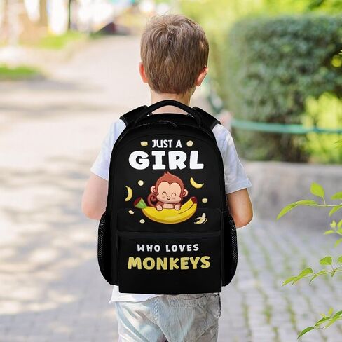 Monkey Backpack for Girls Boys, 16" Cute School Bookbag, Cartoon Large Capacity Laptop Bag for Kids Students in Saudi Arabia