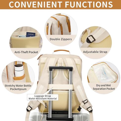 OSOCE Laptop Backpack for Men and Women, 15.6 Inch Smart Backpack 16 Pockets Travel Backpack Work Backpack with USB Charging Port Laptop Bag for College Business, Beige in Saudi Arabia