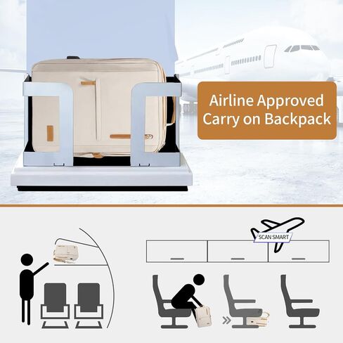 OSOCE Laptop Backpack for Men and Women, 15.6 Inch Smart Backpack 16 Pockets Travel Backpack Work Backpack with USB Charging Port Laptop Bag for College Business, Beige in Saudi Arabia