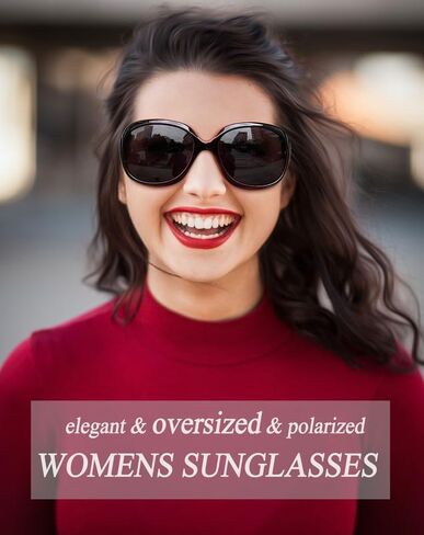 جوبين نظارة شمسية مستقطبة كبيرة الحجم للنساء، نظارات شمسية كلاسيكية باطار كبير وسميك وعدسات مستقطبة in Kuwait