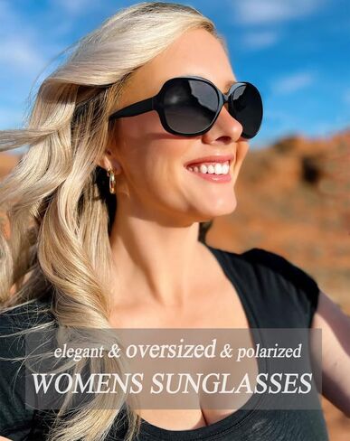 جوبين نظارة شمسية مستقطبة كبيرة الحجم للنساء، نظارات شمسية كلاسيكية باطار كبير وسميك وعدسات مستقطبة in Kuwait