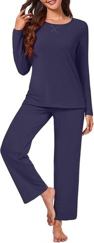 Findsweet 2024 Women's Pajamas Sets 2 Piece Long Sleeve Pj Sleepwear Soft Comfy Tops and Pants with Pockets in Saudi Arabia