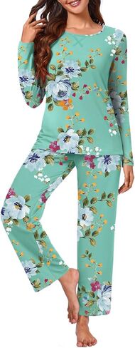 Findsweet 2024 Women's Pajamas Sets 2 Piece Long Sleeve Pj Sleepwear Soft Comfy Tops and Pants with Pockets in Saudi Arabia
