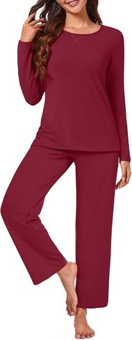 Findsweet 2024 Women's Pajamas Sets 2 Piece Long Sleeve Pj Sleepwear Soft Comfy Tops and Pants with Pockets in Saudi Arabia