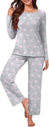 Findsweet 2024 Women's Pajamas Sets 2 Piece Long Sleeve Pj Sleepwear Soft Comfy Tops and Pants with Pockets in Saudi Arabia