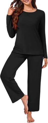 Findsweet 2024 Women's Pajamas Sets 2 Piece Long Sleeve Pj Sleepwear Soft Comfy Tops and Pants with Pockets in Saudi Arabia