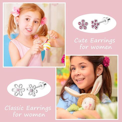 FASACCO 8 أزواج من الأقراط الخلفية المسمار للنساء الملونة تشيكوسلوفاكيا الزهور الكرة المسمار الخلفي الأقراط الأزرار الفولاذ المقاوم للصدأ القلب فراشة المسمار الخلفي مجموعة الأقراط in Kuwait