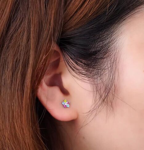 FASACCO 8 أزواج من الأقراط الخلفية المسمار للنساء الملونة تشيكوسلوفاكيا الزهور الكرة المسمار الخلفي الأقراط الأزرار الفولاذ المقاوم للصدأ القلب فراشة المسمار الخلفي مجموعة الأقراط in Kuwait