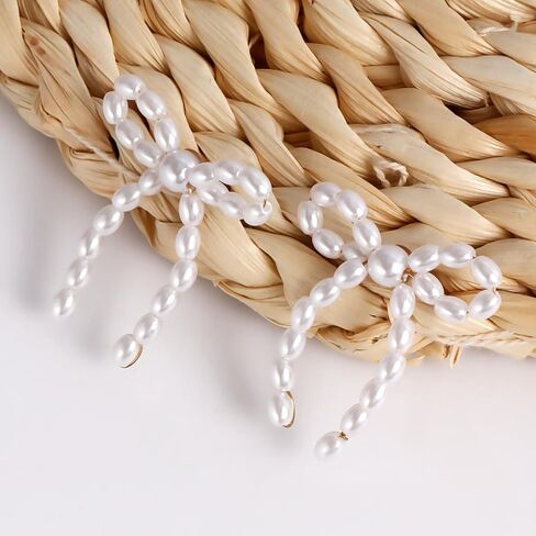 أقراط على شكل فيونكة من اللؤلؤ الذهبي للنساء أقراط من اللؤلؤ الأبيض على شكل عقدة من اللؤلؤ أقراط على شكل فيونكة في عيد الحب هدايا عيد الميلاد للنساء والفتيات in Kuwait