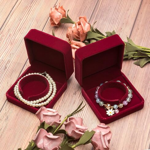Velvet Bracelet Gift Boxes Bangle Display Jewelry Box Storage Case Organizer Holder (Red) in Saudi Arabia