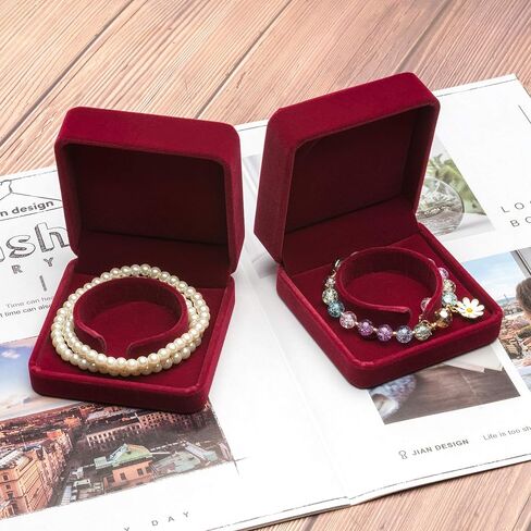 Velvet Bracelet Gift Boxes Bangle Display Jewelry Box Storage Case Organizer Holder (Red) in Saudi Arabia