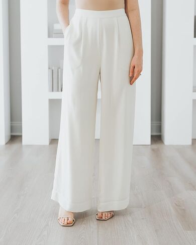 The Drop Women's Ivory Wide Leg Pull-On Pant by @withloveleena in Saudi Arabia