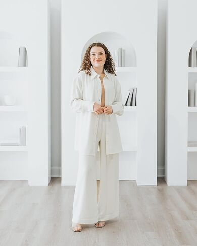 The Drop Women's Ivory Wide Leg Pull-On Pant by @withloveleena in Saudi Arabia