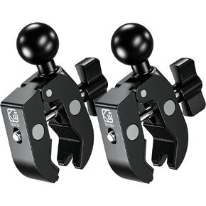 BRCOVAN 2 Pack Aluminum Alloy Handlebar Clamp Mount Base with 1'' TPU Ball for Rails 0.5'' to 2'' in Diameter, Compatible with RAM Mounts B Size Double Socket Arm & Bike Motorcycle Phone Mount Holder