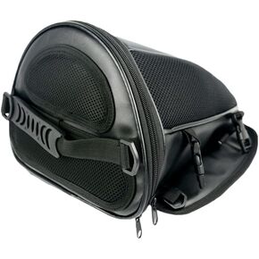 MIGHTYDUTY Leather Motorcycle Backseat Tail Bags, Waterproof PU Super Light Tank Bag, Multifunctional Motorbike Rear Seat Storage Saddle Bag Black
