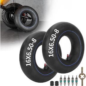 RUTU 16x6.50-8 16x650-8 16x7.5-8 الأنبوب الداخلي مع TR13 صمام مستقيم وملحقات التثبيت لـ ATV Quad 4 Wheeler Golf Cart Tractor Lawn Mowers Railers Rails Wheeler Utility Trailer