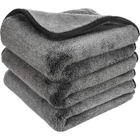 Atlas Connect 1200 GSM Ultra Thick Microfiber Towels for Cars, Soft Car Drying Towel for Washing, Polishing and Auto Detailing 16'' x 16'' (3 Pack)