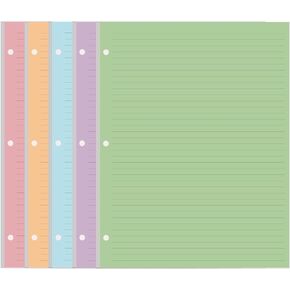 A4 Line 5 Colorful Filler Paper, 3-Hole Wide Ruled Paper - 100 Sheets/200 Pages Loose Leaf Paper Line Refills for 3 Ring Binders, Per Color 20 Sheets, 8.5" x 11"