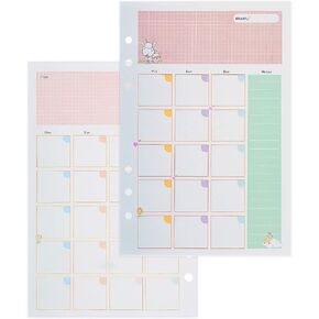 Rancco A5 Planner إدراجات لقائمة المهام، 90 صفحة ملونة 6 حلقات مخططة أوراق فضفاضة مع مقسم مجلد، حقيبة بسحاب، مسطرة، علامة تبويب مؤشر للمجلة الشخصية، Filofax، مزدوج الجوانب، غير مؤرخ، 5.5 × 8.3 بوصة