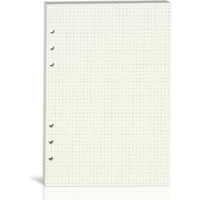 A5 Dot Grid Paper,100GSM Thick,6-Hole Punched,A5 Dotted Paper Refill for Filofax Planner/Binders/Organizer,80 Sheets (160 Pages),8.25x5.6 Inch,Beige