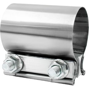 1-3/4'' Exhaust Clamp，Heavy Duty 304 Stainless Steel Lap Joint Exhaust Pipe Seal Band Clamp,Repair Clamp Sleeve Coupler for Emergency Pipe Repair,Pack of 2