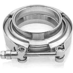 1 PC 2.5" Stainless Steel Exhaust Clamp, with V-bolt Clamp, Car Tailpipe Modification Male Female Flange Clip, for Turbo Pipe Performance Exhaust Sysformance Exhaust Pipes Clamp Kit (Silver)
